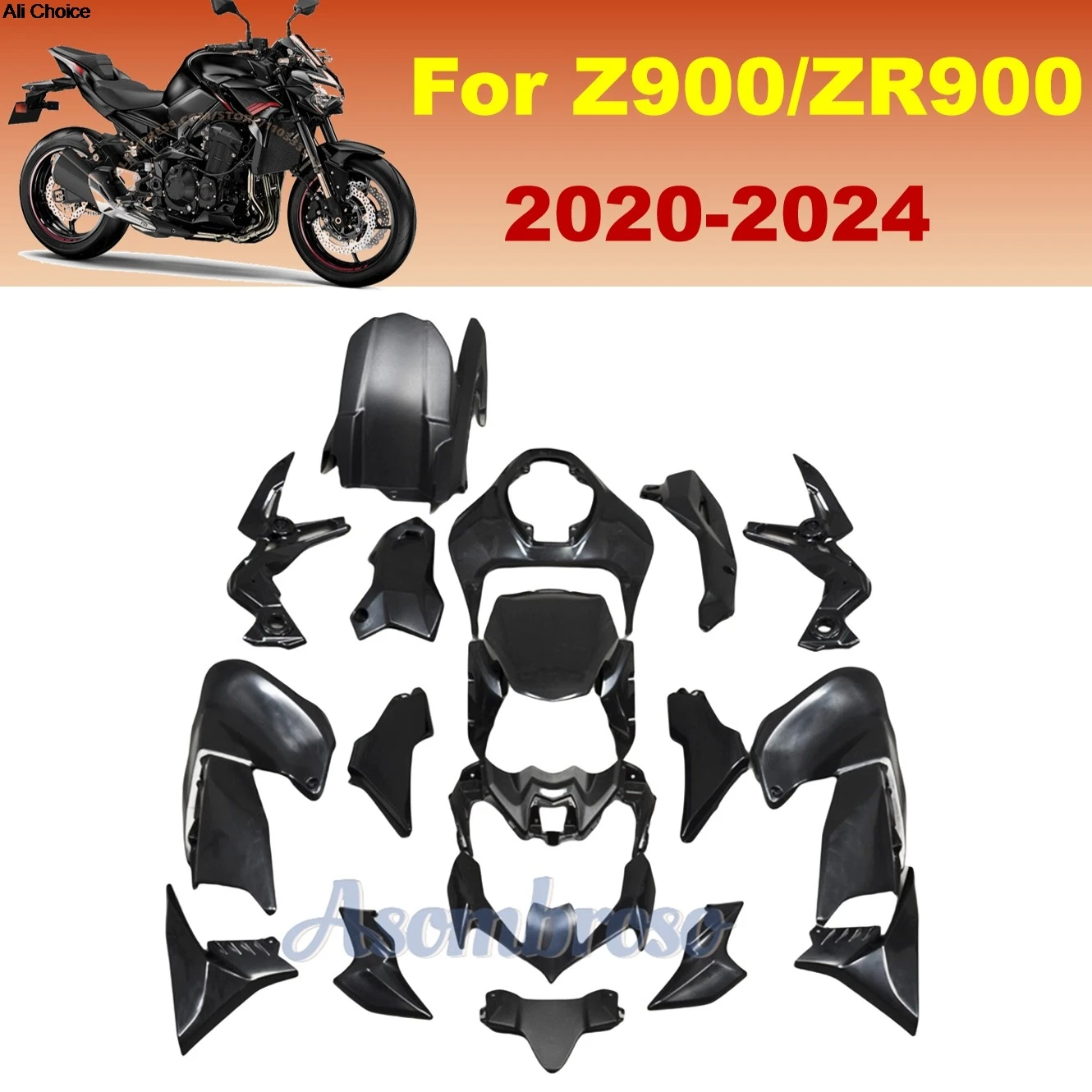 

Z 900 Motorcycle Naked Custom Parts Full Fairing set For Kawasaki Z900 2020-2024 ZR900 SE Matte Black ABS Plastic kit