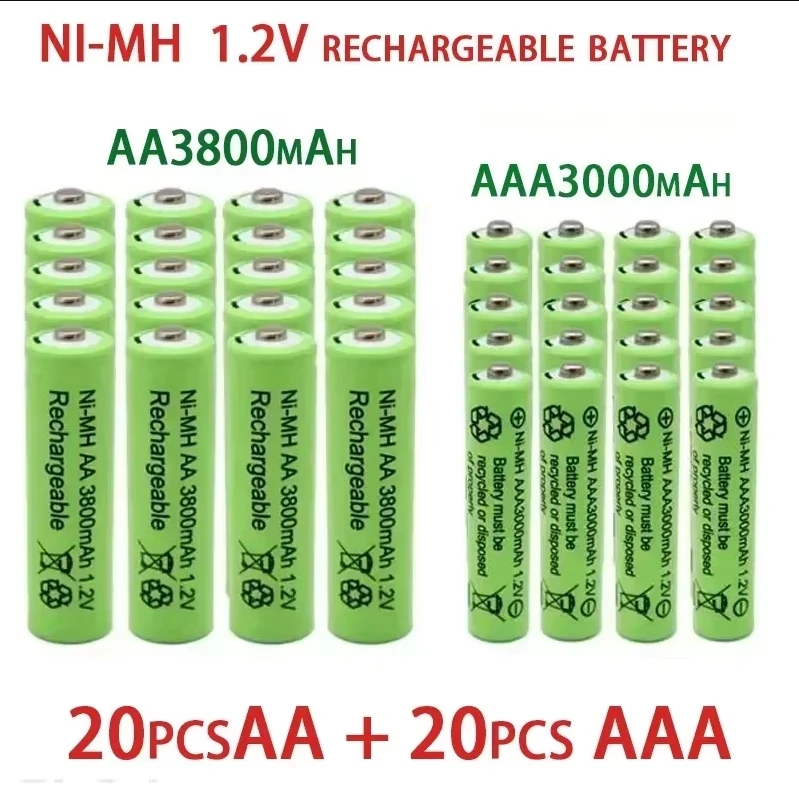 

1.2V Rechargeable Battery 100% Genuine 1.2V AA 3800mAh +AAA 3000mAh Rechargeable Battery NI-MH Battery Free Shipping