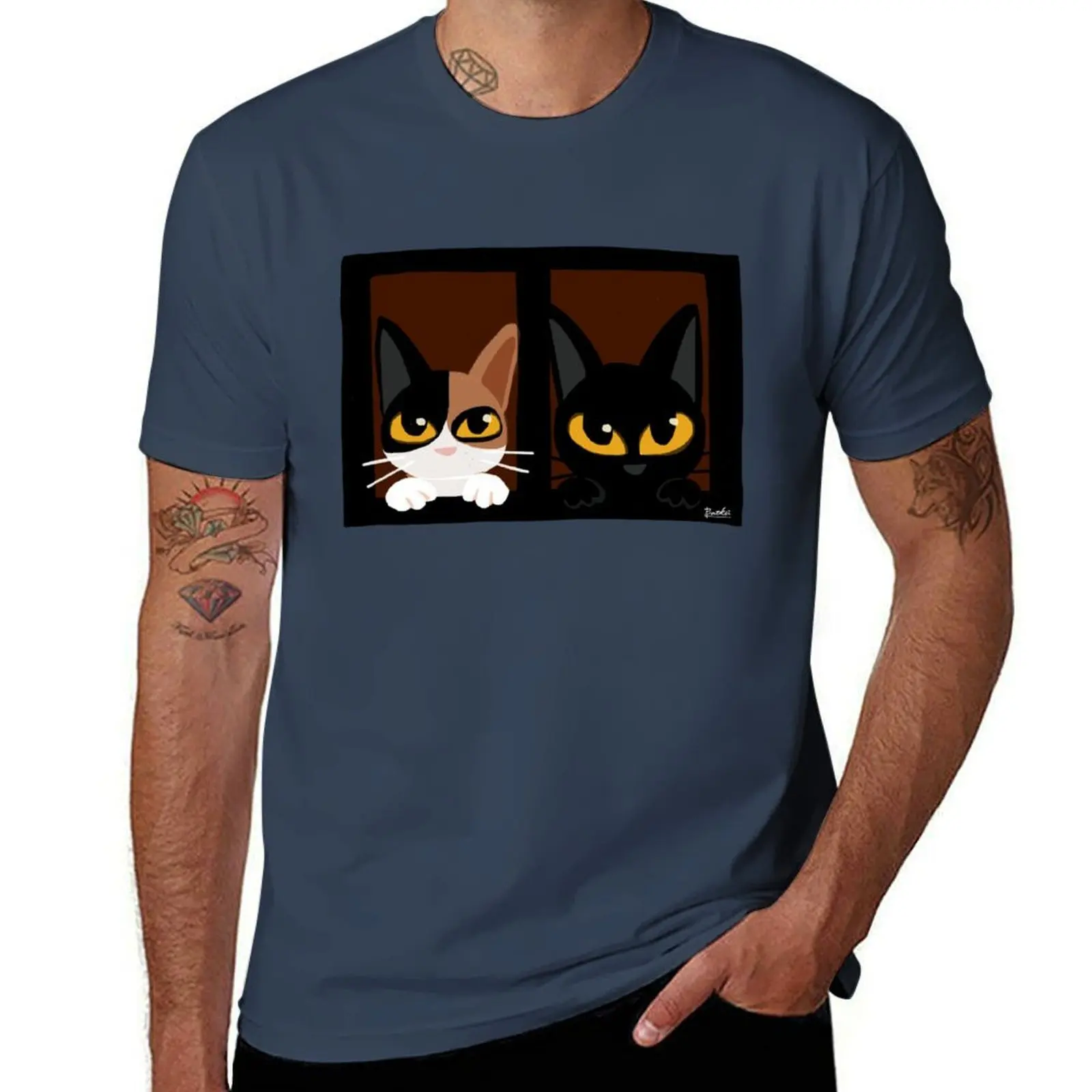 

Lovely two cats T-Shirt cotton t shirts high quality g man t shirts for men T-Shirt