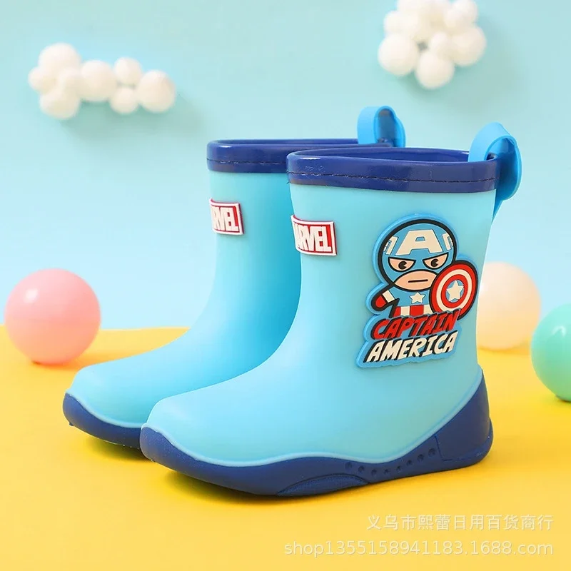 New Kids Boys Waterproof Shoes Toddler Water Rain Boots Girls Cartoon Spiderman Captain America Spring Summer Student Shoes