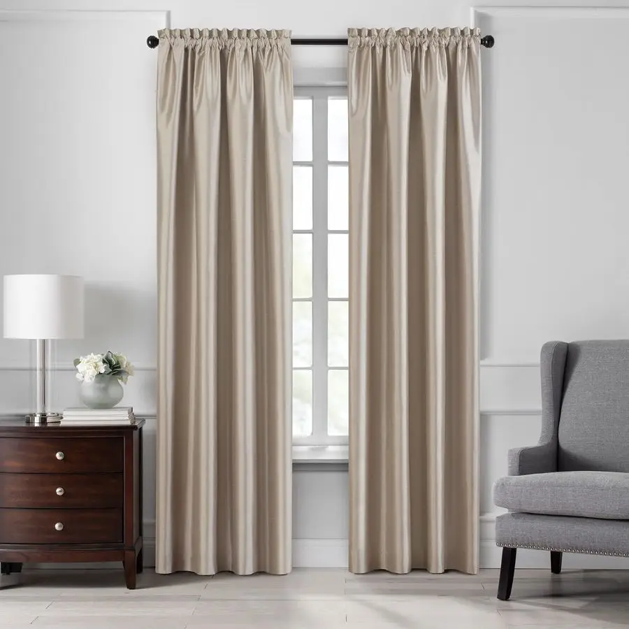 

Home Fashions Colette FauxSilk Blackout Window Curtain, 52 in x 108 in 1 Panel, Taupe