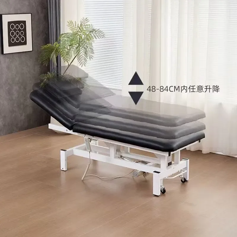 Portable Foldable Massage Table Adjustable Height Stainless Steel Frame High Density Sponge Professional Beauty Bed