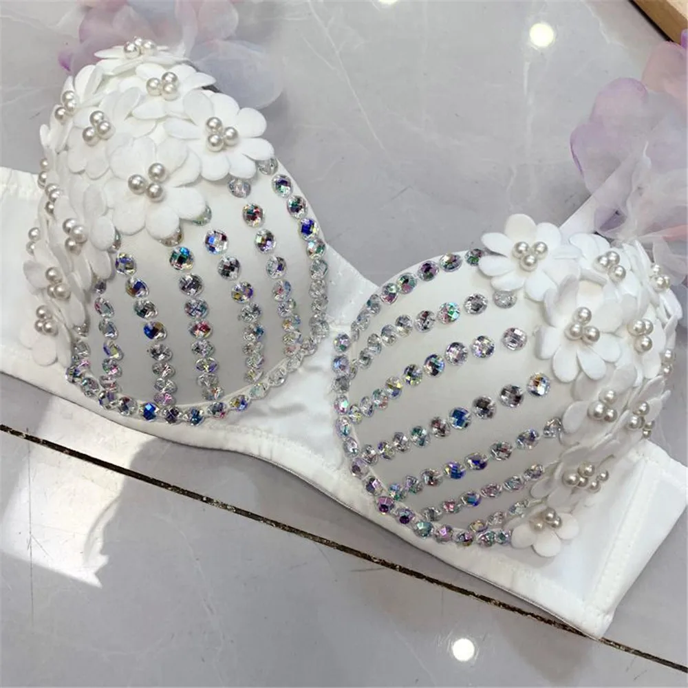 2023 New Sexy Backless Cropped Tops For Women Beaded Sequins Push Up Bustier Bra Camisole Nightclub Party Tank Top Y3663