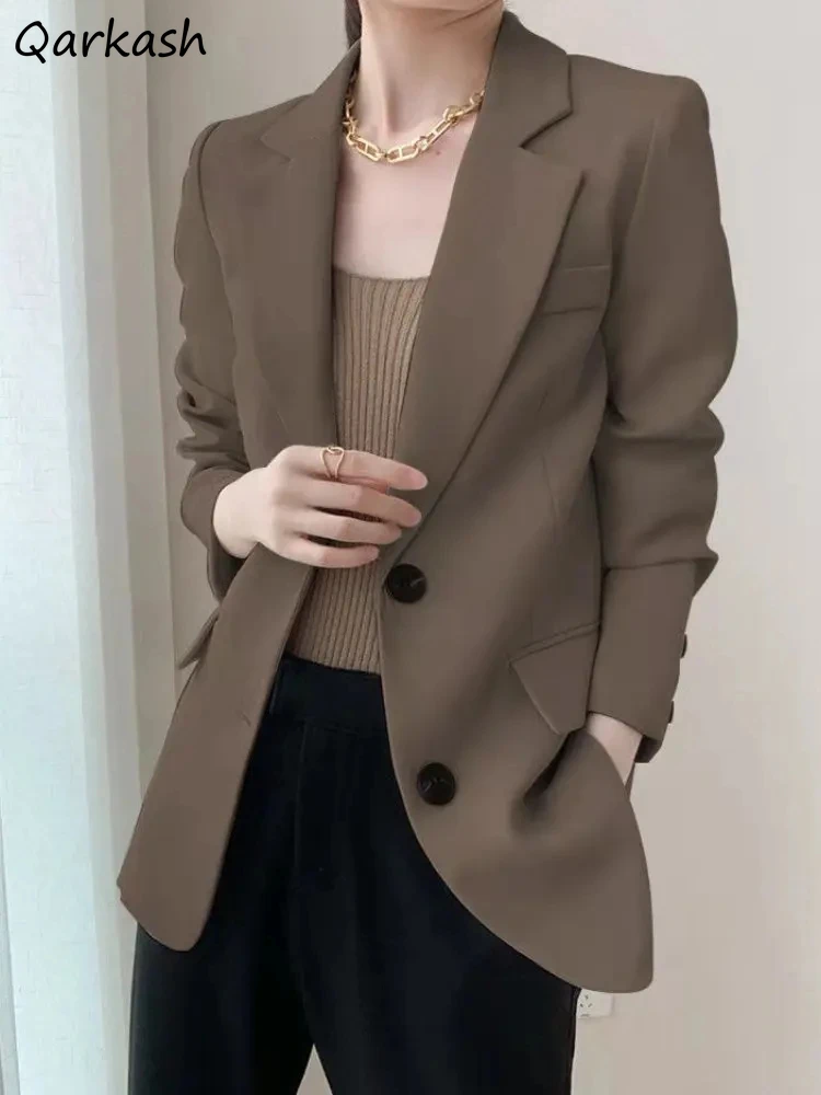 Blazers Women Loose Vintage British Style Classic Gentle Office Lady All-match New Spring Solid Temper Fashion  Design