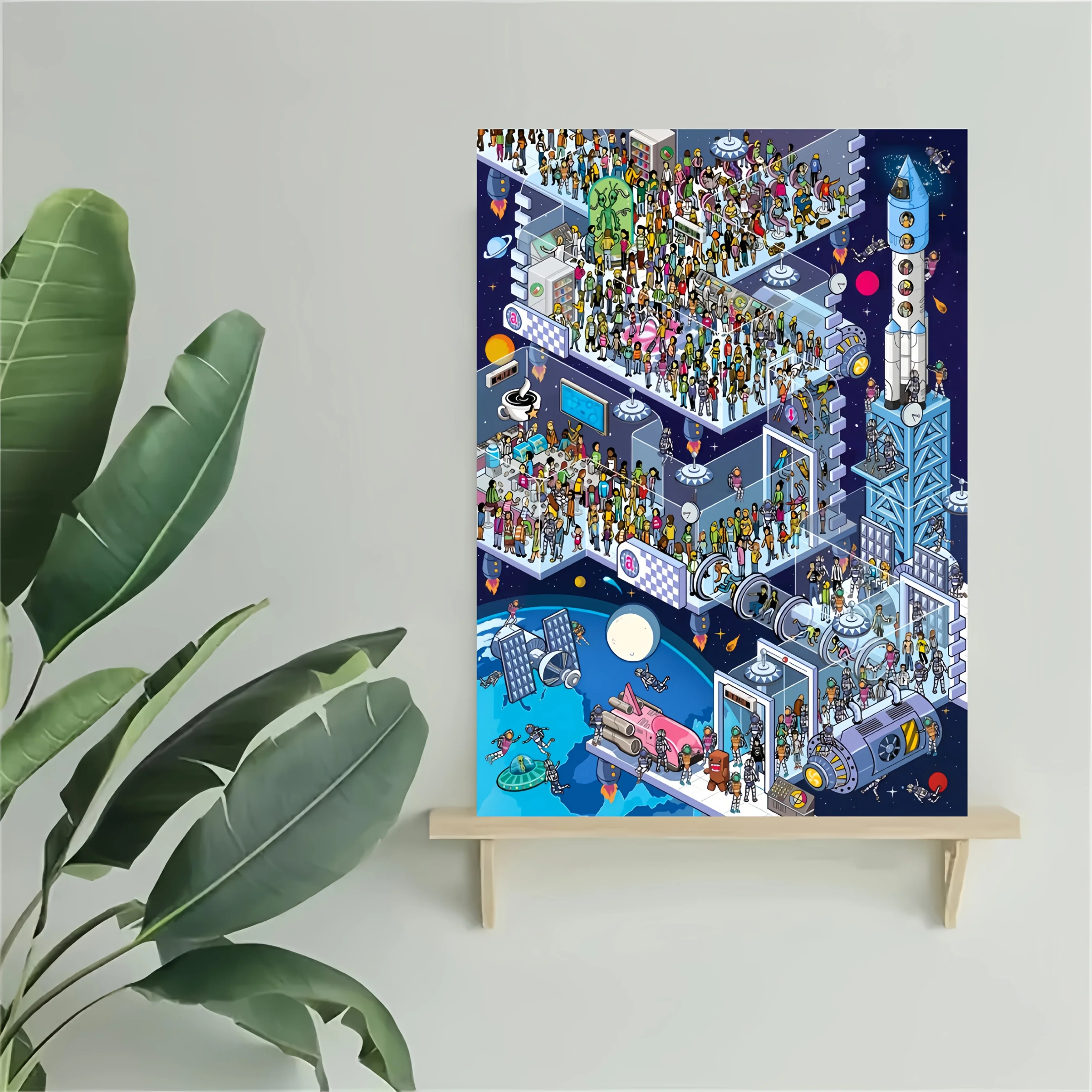 Space Museum Adult Wooden Puzzle 1000/500/300Pcs Jigsaw Puzzle for Gameroom Bedroom Livingroom Birthday Gift Challenging Game