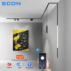 SCON Smart Home TUYA APP z możliwością przyciemniania wpuszczana reflektor szynowy magnetyczna kratka lampy przy powodzi nowoczesnej reflektory LED oświetlenie sufitowe DC48V