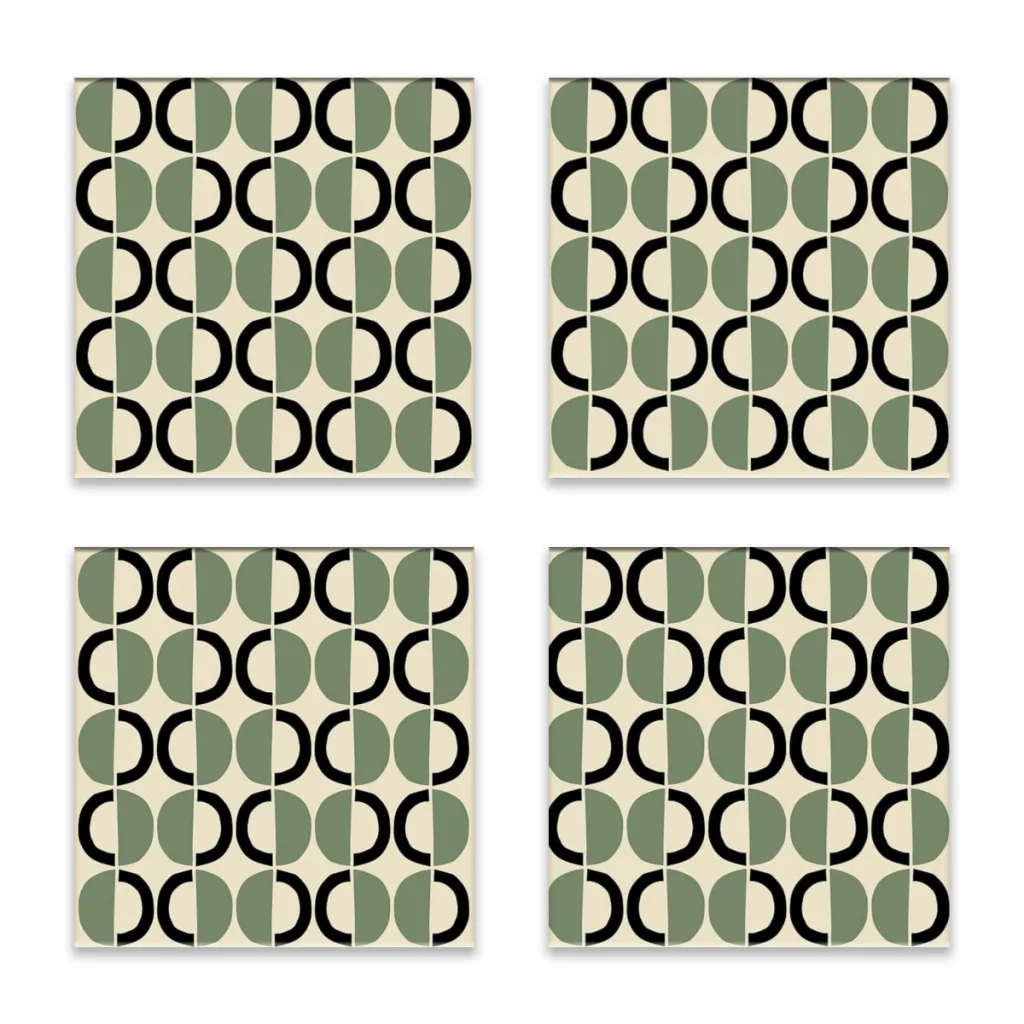 

Mid Century Modern Half Circle Pattern 140 Ceramic Stone Coasters,Coffee Trivet, Cups and Mugs Cool Drink Coaster Gift Set of 4