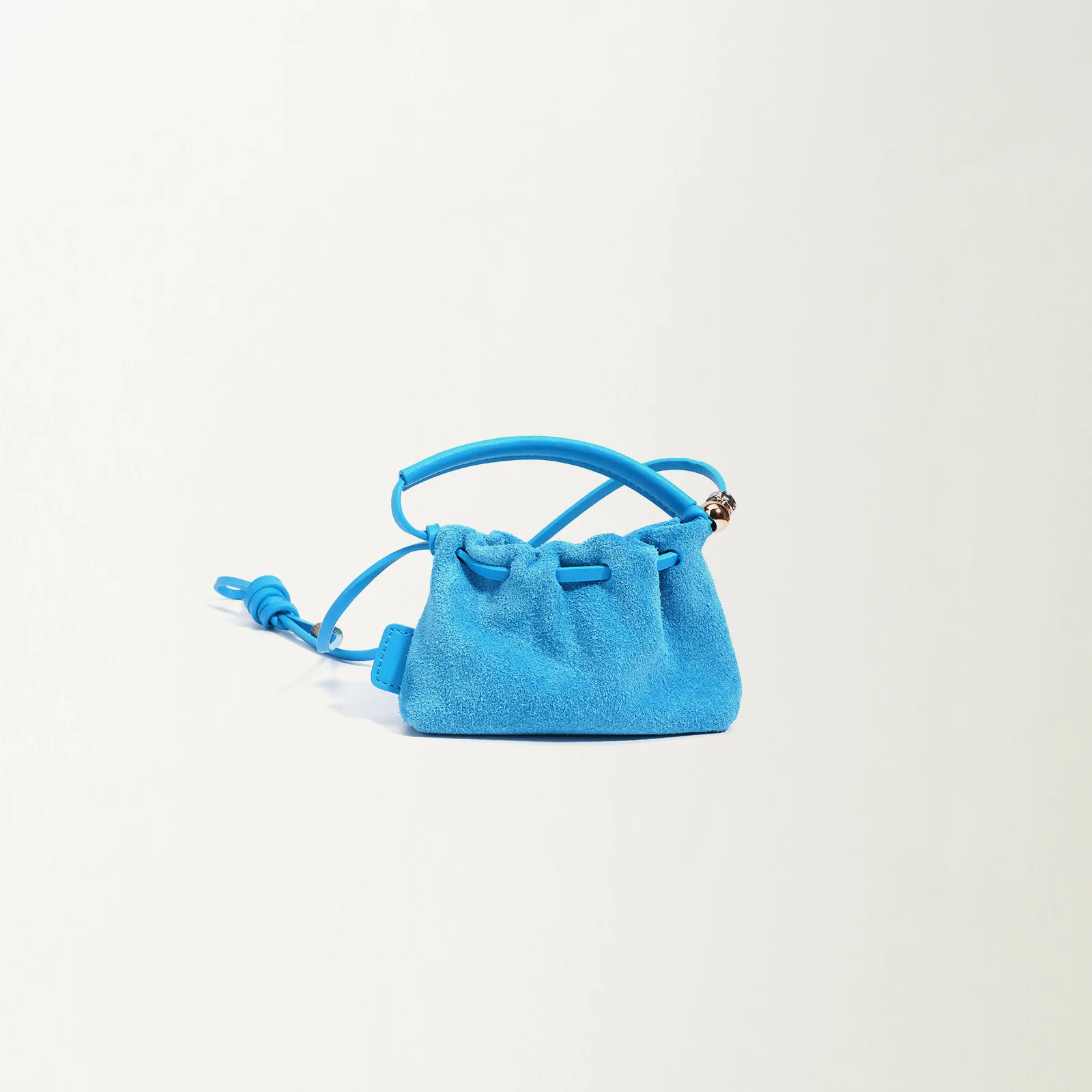

Suede mini drawstring cloud bag 2025 summer new design cowhide lipstick red bag vintage ladies single shoulder crossbody bag