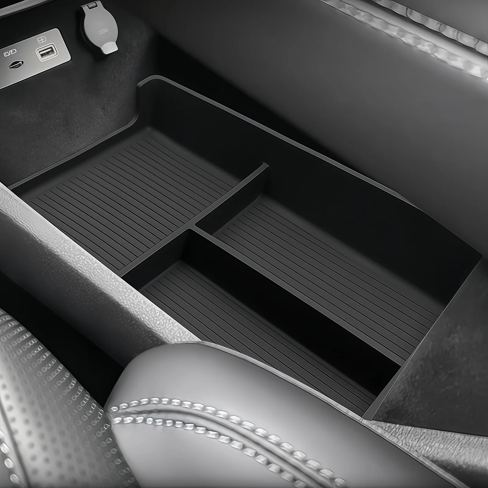 Caixa Organizadora para BYD Sealion 7 EV 2024-2026, Acessório Interno para Carro, Organizador de Camada Inferior do Console Central