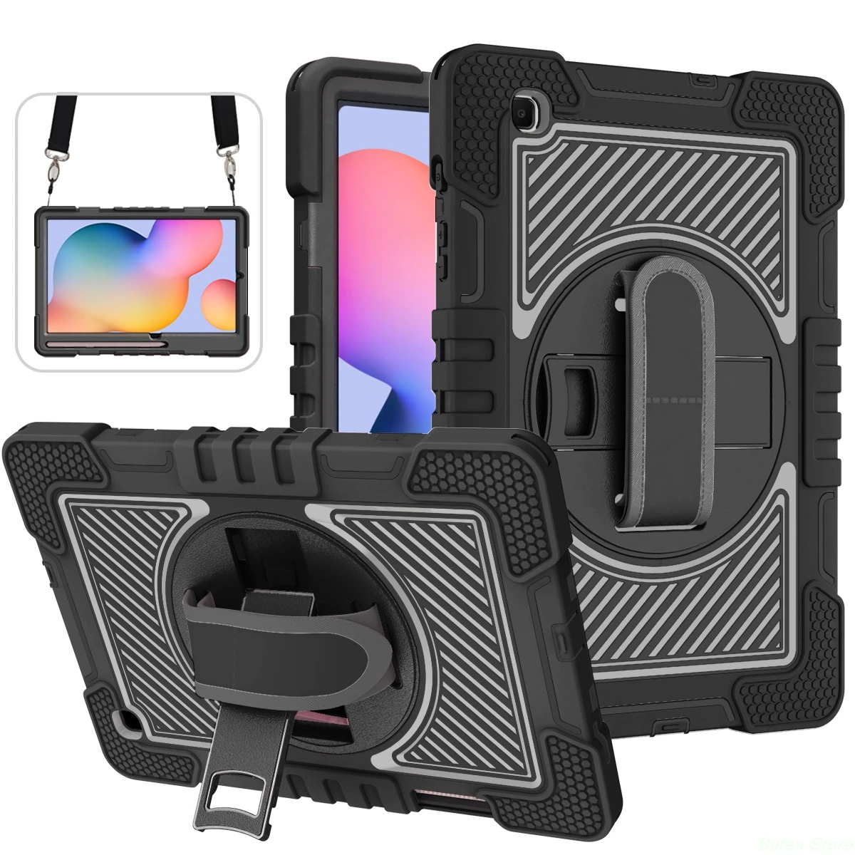 Commercial wholesale Armor tablet case for S6Lite 2024 Outdoor tablet case with shoulder strap Portable hand-held Anti-fall