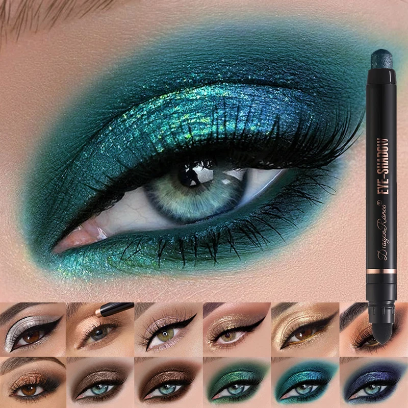 Double Head Pearlescent Eyeshadow Pencil Waterproof Glitter Metallic Blue Green Eye Shadow Makeup Pigment White Eyes Highlighter