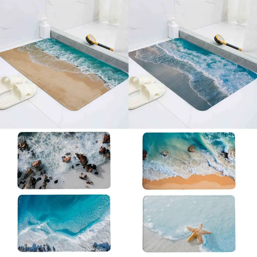 Tapis de plage 3D Wave, tapis antidérapant pour salle de bain, tapis de porte, tapis de décoration pour la maison, tapis de porte d'entrée, tapis de porte résistant aux rayures