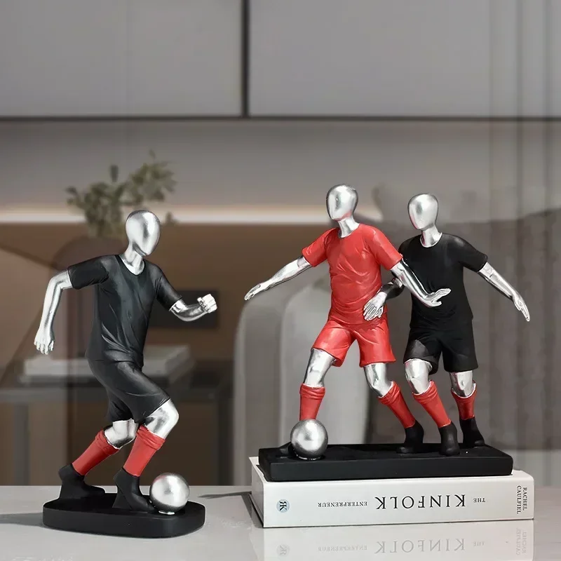 30cmModern Creative  Football Player Figurines Resin Crafts Crafts Athlete Ornaments for Home Living Room Porch Office Desktop