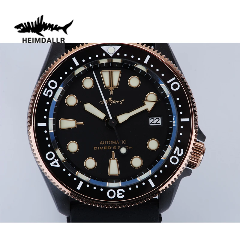 Imagem -04 - Relógio de Mergulhador Heimdallr Masculino Sapphire Cerâmica Bisel Super Luminoso Case Banhado Movimento Nh36 20bar Impermeável Skx007