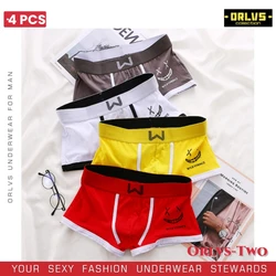 4 Pcs Mens Underwear Cotton Men Boxer Panties U-convex Man Breathable Underpants Sexy Comfort Male Boy Smiling Face Boxers