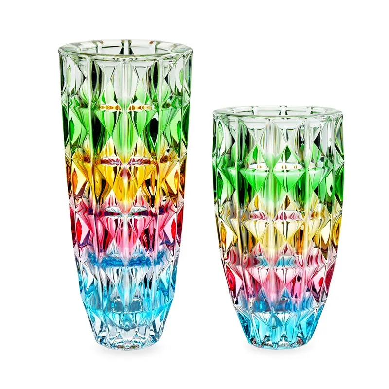 

Simple vertical ribbed glass vase, creative color transparent lily