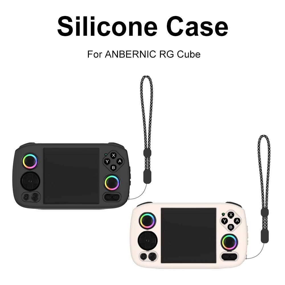 Silicone Case Shockproof Protective Case Anti-Scratch Protector Shell Sleeve with Lanyard for ANBERNIC RG Cube Game Accessories