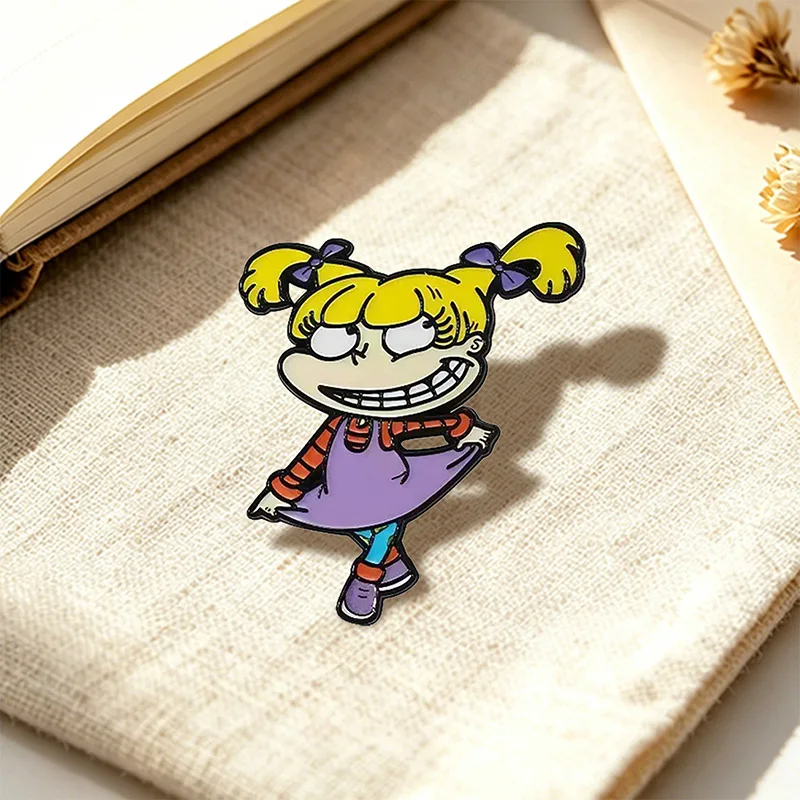 Funny Character Pins 4-style Enamel Metal Cartoon Boy Girl Dinosaur Pin On Bags Clothes Lapel Badge Fashion Accessories Gifts