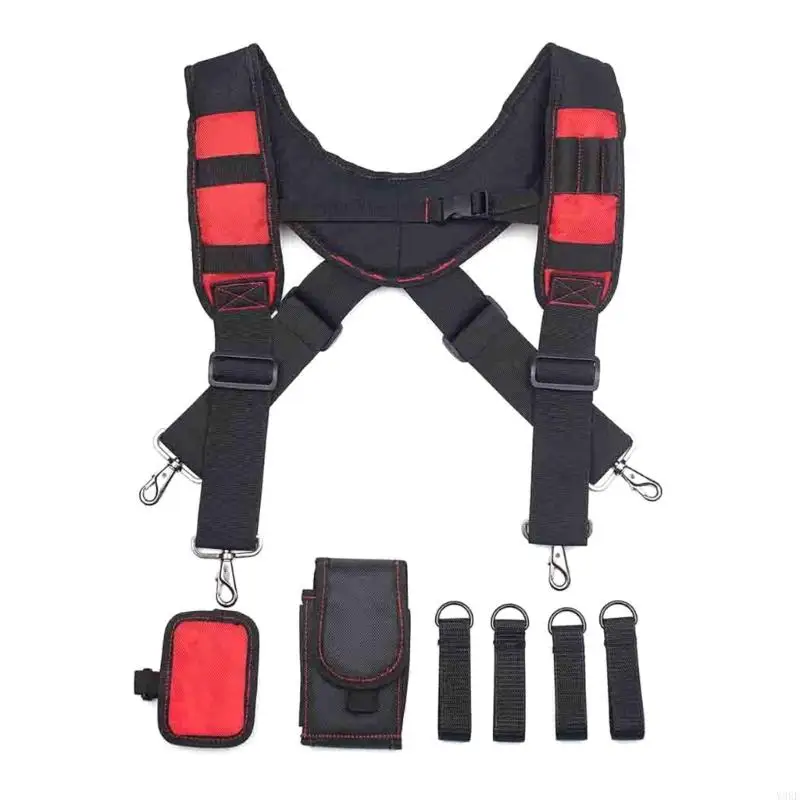 2025 New Tool Belt Suspenders Construction Work Suspenders with Detachable Phone Holder Comfortable Foam