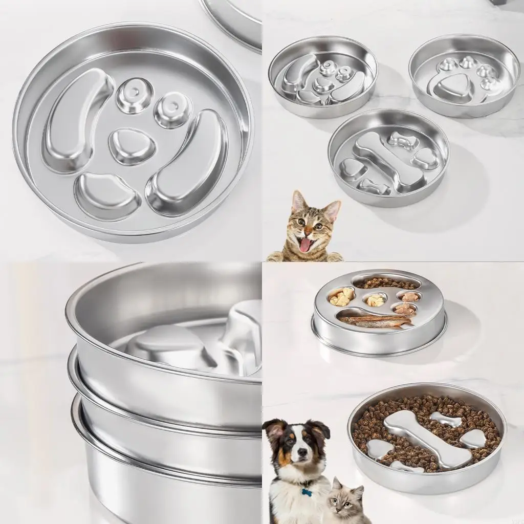 

Slow Feeder Dog Bowl Cats Bowl Slow Feeding Dog Bowl for Small Breeds Stainless Steels Antis Slip Puzzle Dog Bowl Gift X3UC