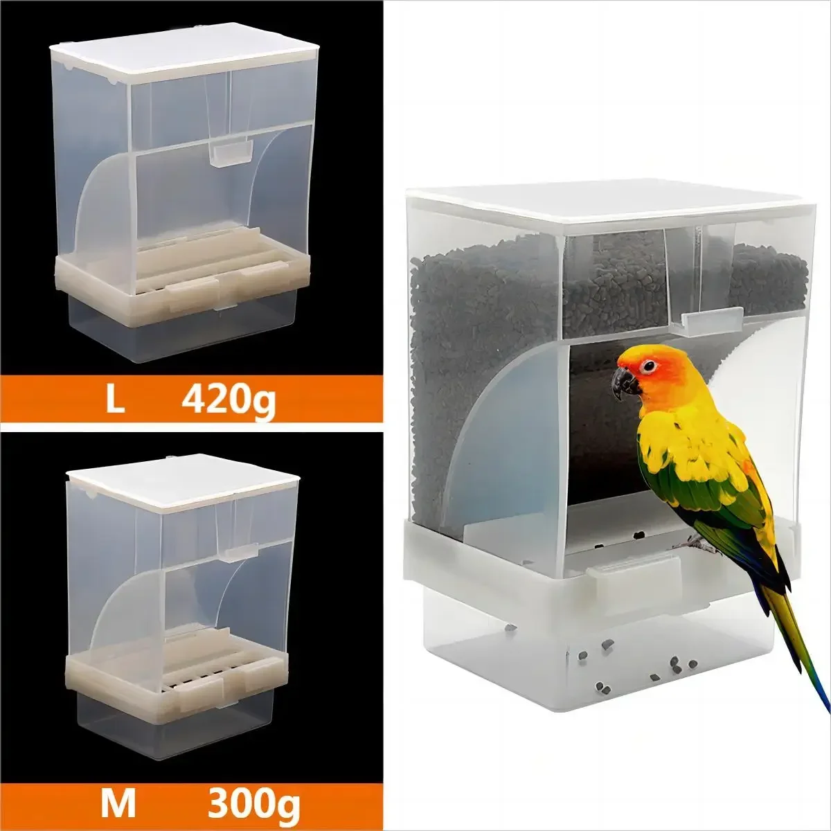 

1 Pc Bird Automatic Feeder Parrot Splash Proof Removable Container Bird Cage Bird Feeder Starling Tiger Skin Peony Accessories