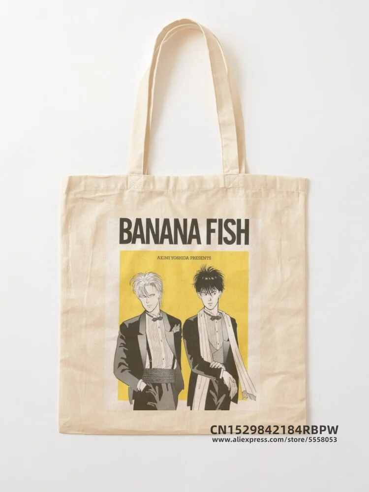 Banana Fish Tote Bag Women Eco Reusable Shoulder Shopper Bags Bolsas De Tela