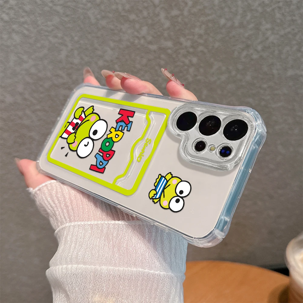 Funda con tarjetero de Anime Kero Kero Keroppi para Samsung A73 A72 A71 A55 A54 A53 A52 A35 A34 A33 A25 A24 A23 A15 A14 A05 5G