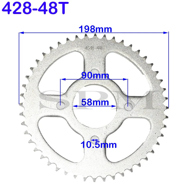 Motorcycle scooter gear 420/428 37T 41T 48T tooth 58mm / 90mm rear sprocket Fit For ATV Go Kart Quad Bike off-road motorcycles