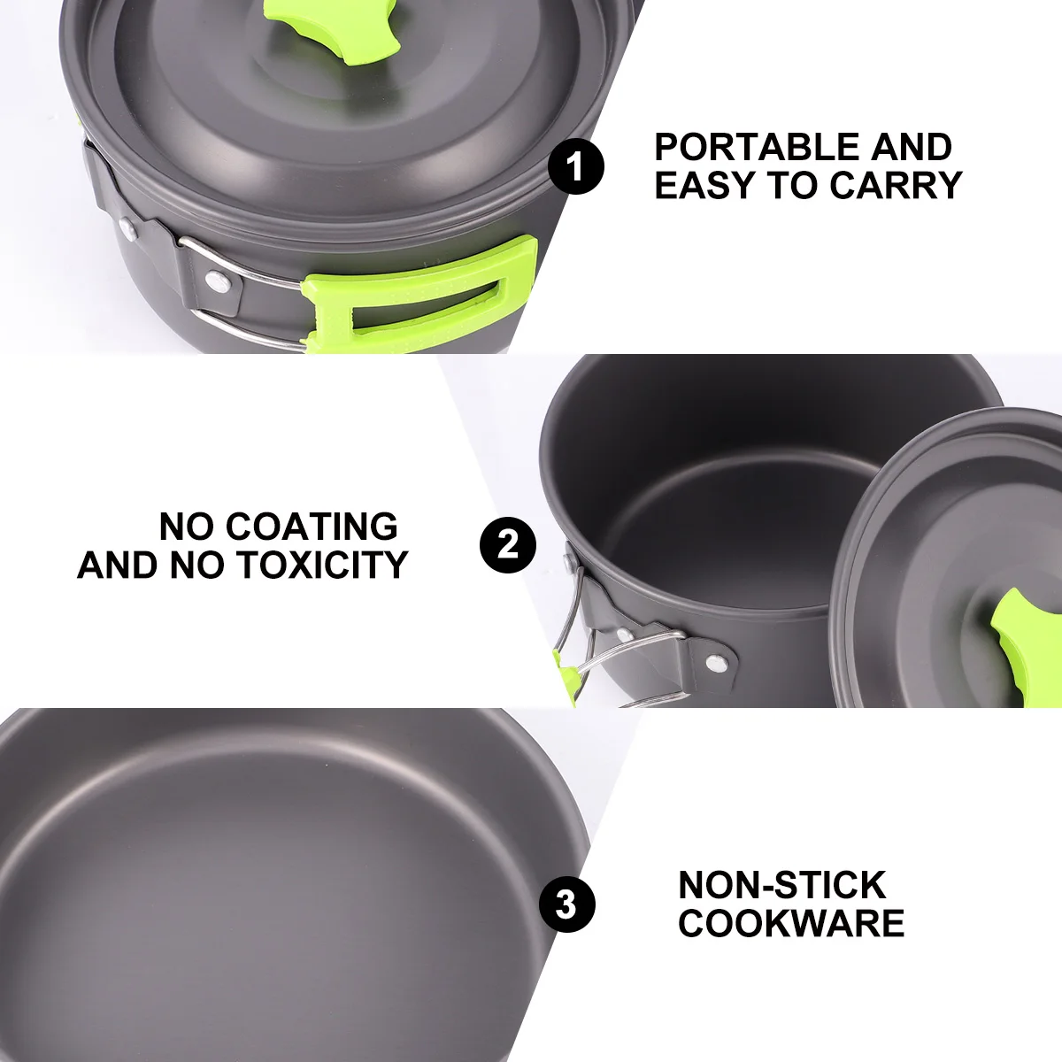 

12 pcs Portable Camping Cookware Set Lightweight Aluminum Alloy Outdoor Cooking Supplies Non-Stick Kitchen Utensils For 1-2