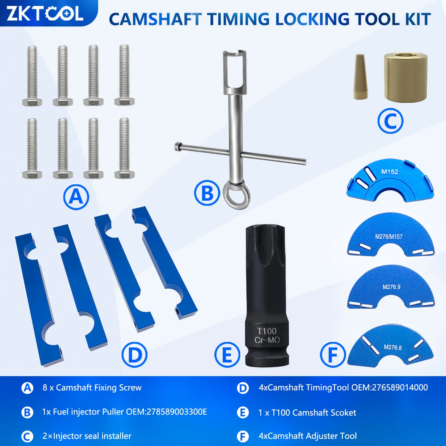 Suitable for Mercedes Benz M157/M276/M278 engine timing tool with T100 and injector removal pull tool OEM 278589003300