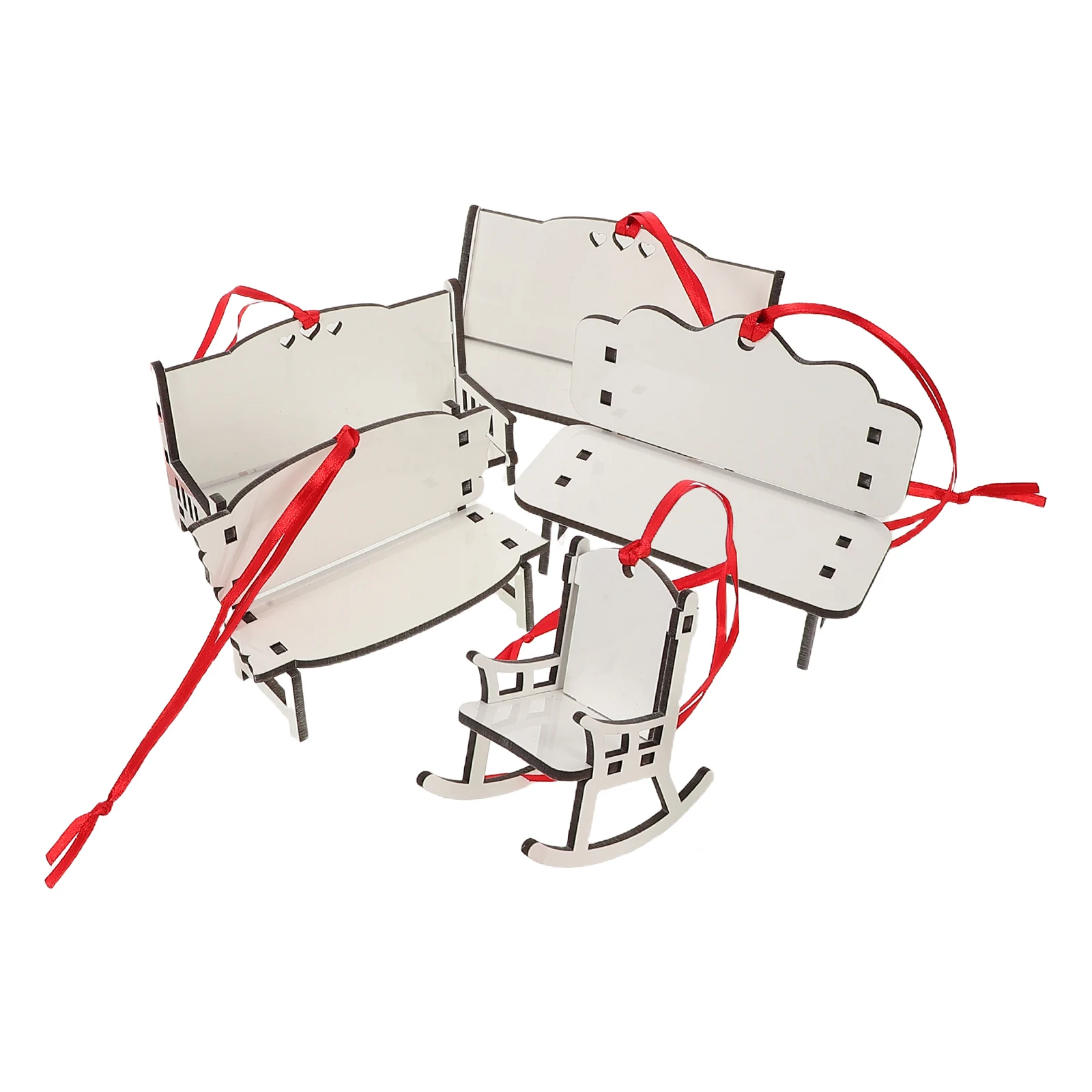 

5pcs Sublimation Benches Blank Chair Ornament Heat Transfer Diy Decoration Wood Unfinished Crafts Christmas Tree Hanging