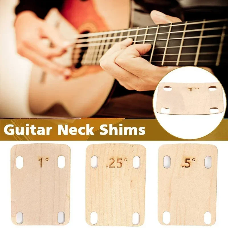 3PCS Guitar Neck Spacers Wooden Guitar Neck Spacers Bottom Protective Spacers 0.25 0.5 and 1 Degree for Bass Guitar Repairs