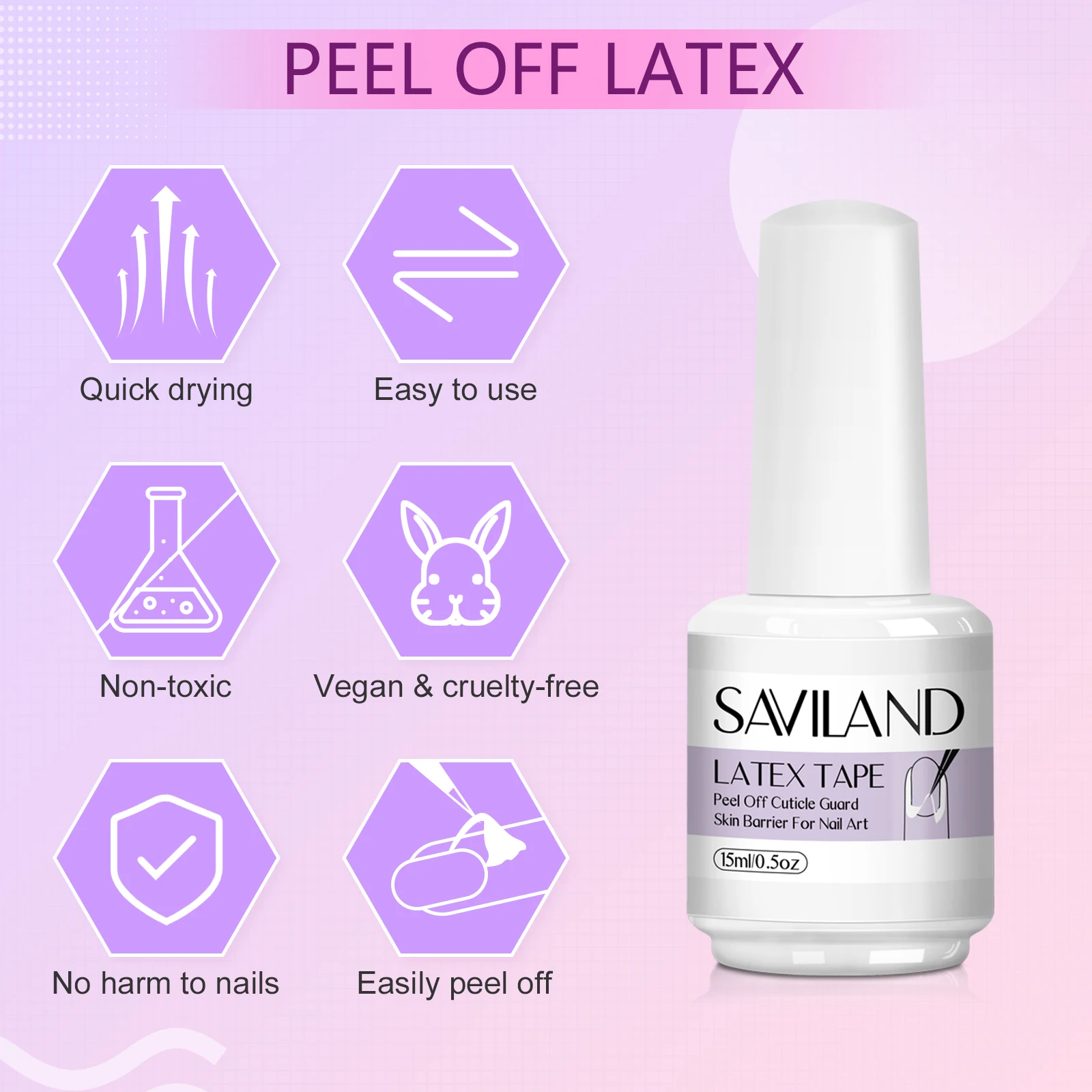 SAVILAND 15ML Nail Peel Off Liquid Anti-Overflow Glue Edge Latex Tape Peel Off Cuticle Guard Nails Finger Lacquer Protector