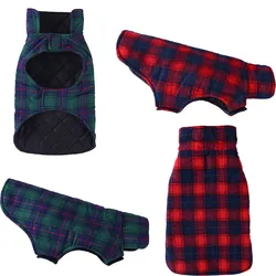 Dog Clothes Winter Red Green Vest Padded Coat Jacket For Small Medium Dogs French Bulldog Chihuahua Puppy Kitten Cloak Apparels