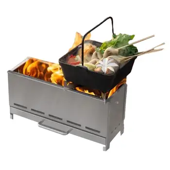 IGT 캠핑 목재 스토브, 휴대용 백패킹 스토브, IGT 데스크탑 휴대용 접이식 화로 요리 버너