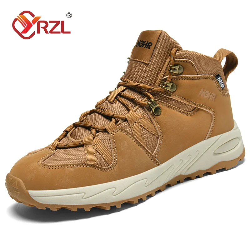 

YRZL Outdoor Shoes for Men Wear-resistant Breathable Anti Slip Hiking Shoes Flat Walking Boots Men's Casual Sports Sneakers