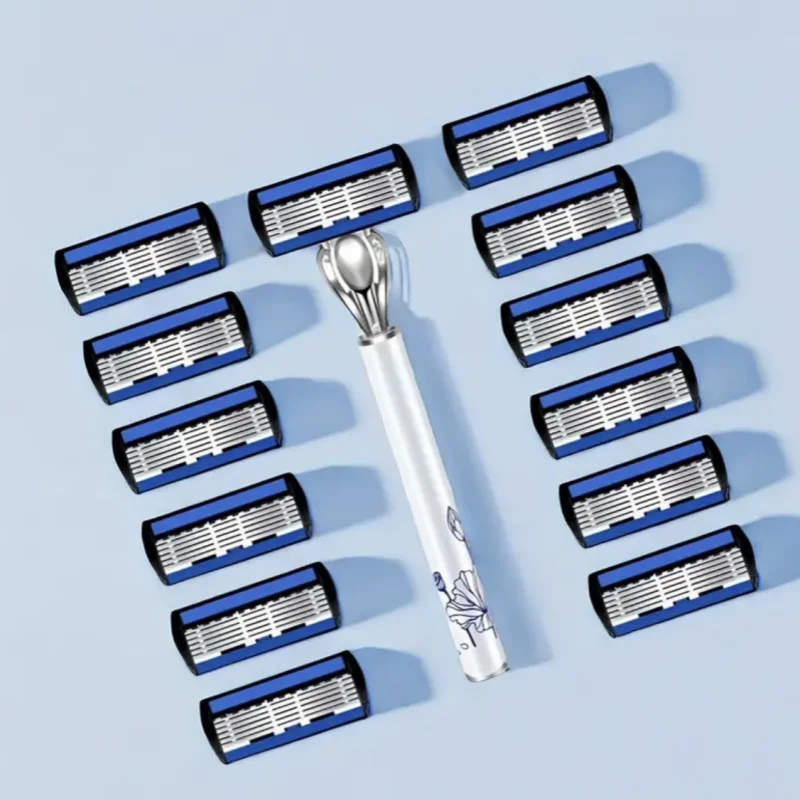 Men's 6-Layer Manual Razor Shaving Set with Replaceable Blades Hair Removal Razor Knife No Skin Damage
