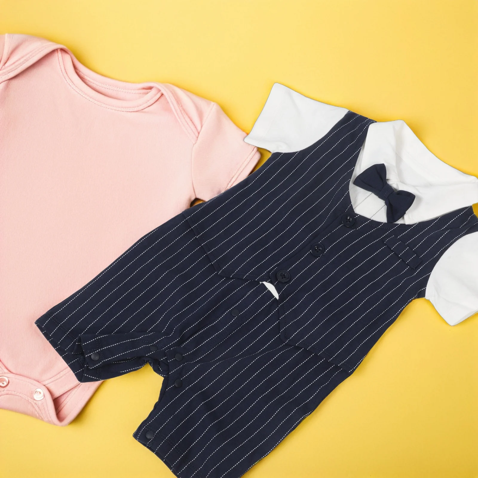 

Infant Boy Romper Short Sleeve Elegant Soft Breathable Newborn Gentleman Outfit for Special Occasions 59cm