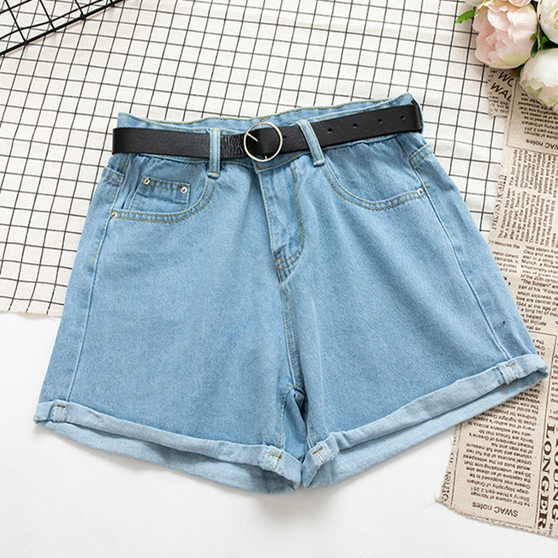 YuooMuoo All Match Sashes Casual Women Denim Shorts Crimping High Waist Slim Summer Jeans Shorts Feminino Chic Hot Ladies Bottom