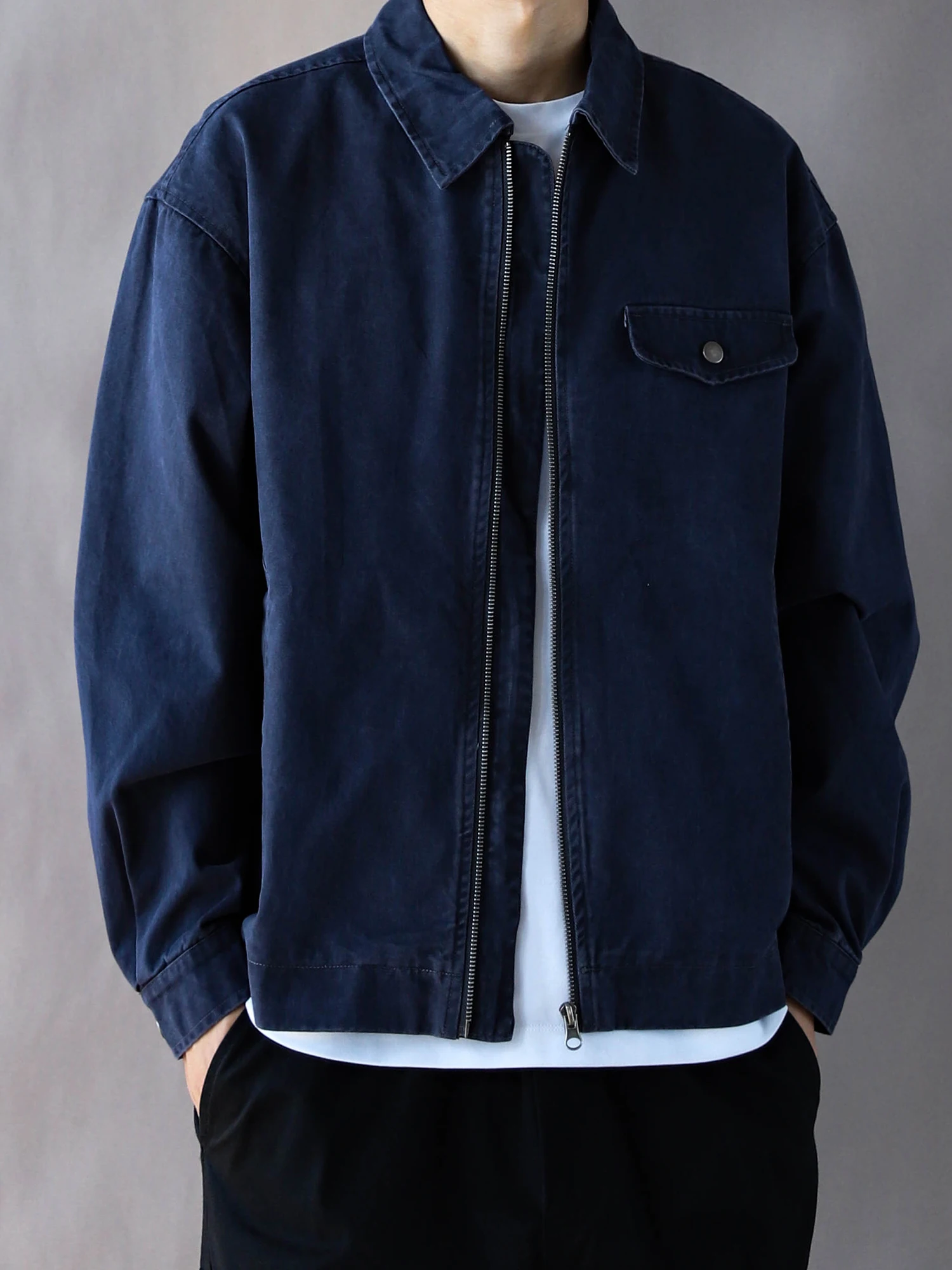 

Retro American Workwear Jaet Men's Winter Thi Warm Outerwear 2025 Blue Loose Top New Vintage Sle Long Sve Zipper