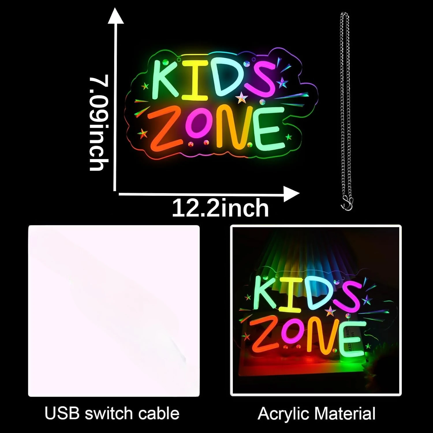 Neonowy Znak LED dla Dzieci, L – Kids Outdoor Zone recenzja i cena