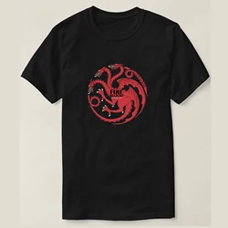 Targaryen-Camiseta con símbolo de dragón para hombre, camisa 100% de algodón con cuello redondo, manga corta, informal, talla S-3XL