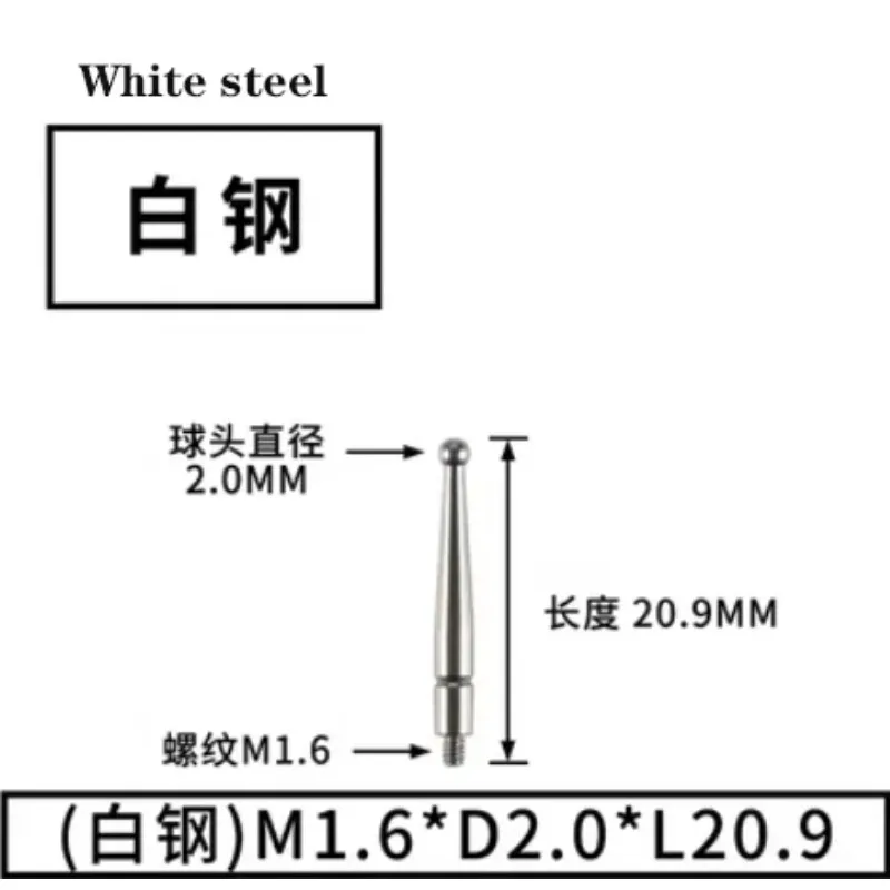 Suitable ForM1.4 M1.6 M1.8 M2 Thread 2mm Head Ruby Head Pin Gauge Micrometer Tip Lever Dial Test Indicator Probe
