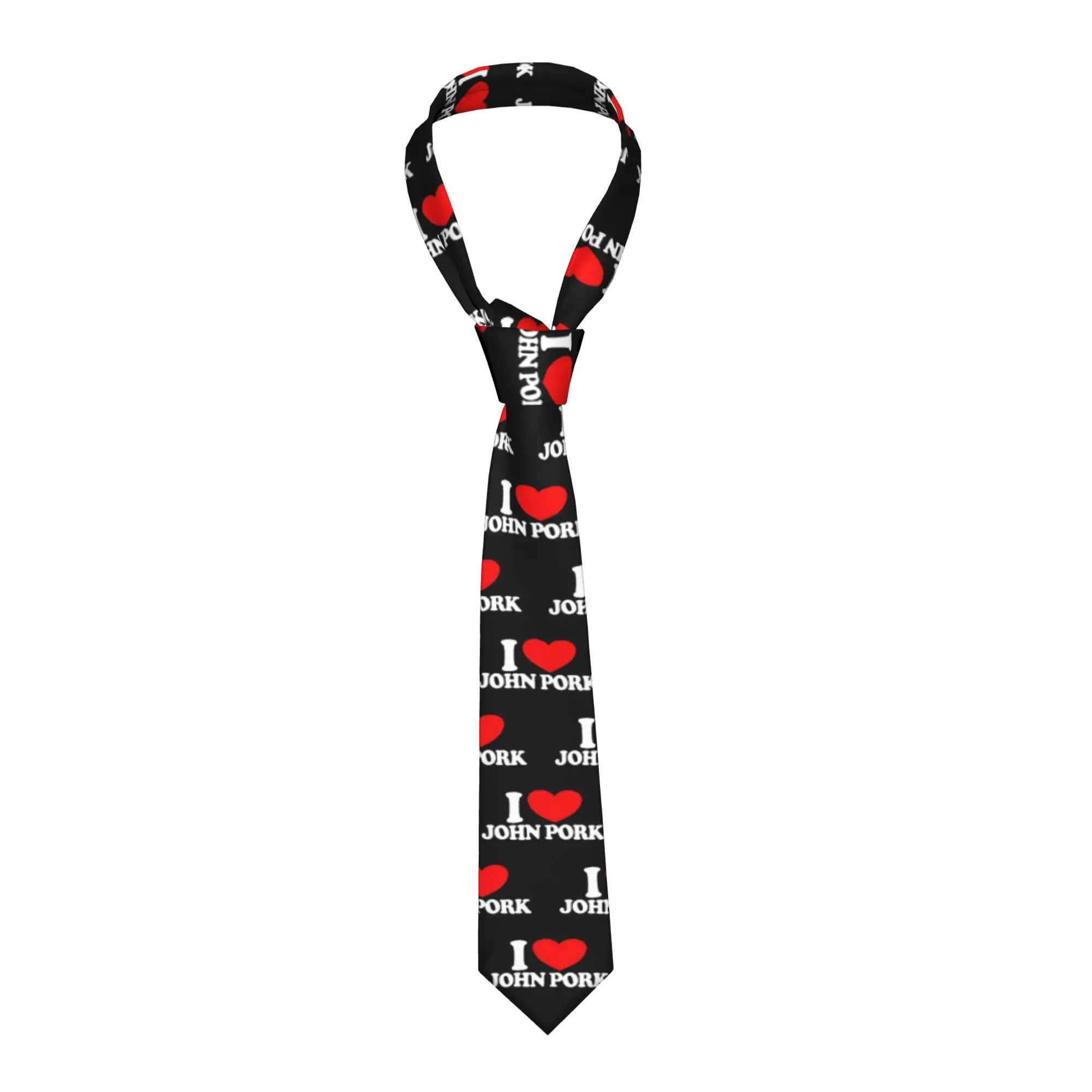 

Мужской узкий галстук I Love John Pork Red Heart из полиэстера, 8 см, для мужчин, аксессуары, галстук-бабочка, свадебные аксессуары