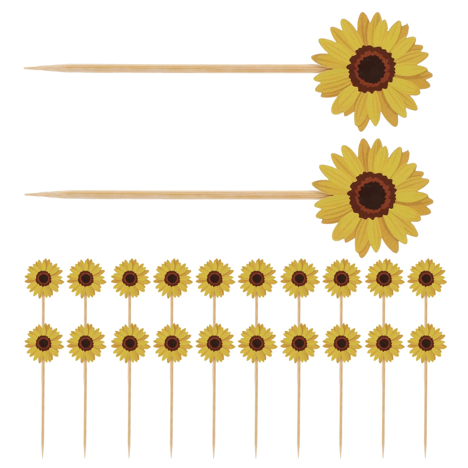 

100pcs Sunflower Cake Toppers Unique Floral Design Easy Insert Birthday Cupcake Decorations Sunflower Party Decorations Wedding