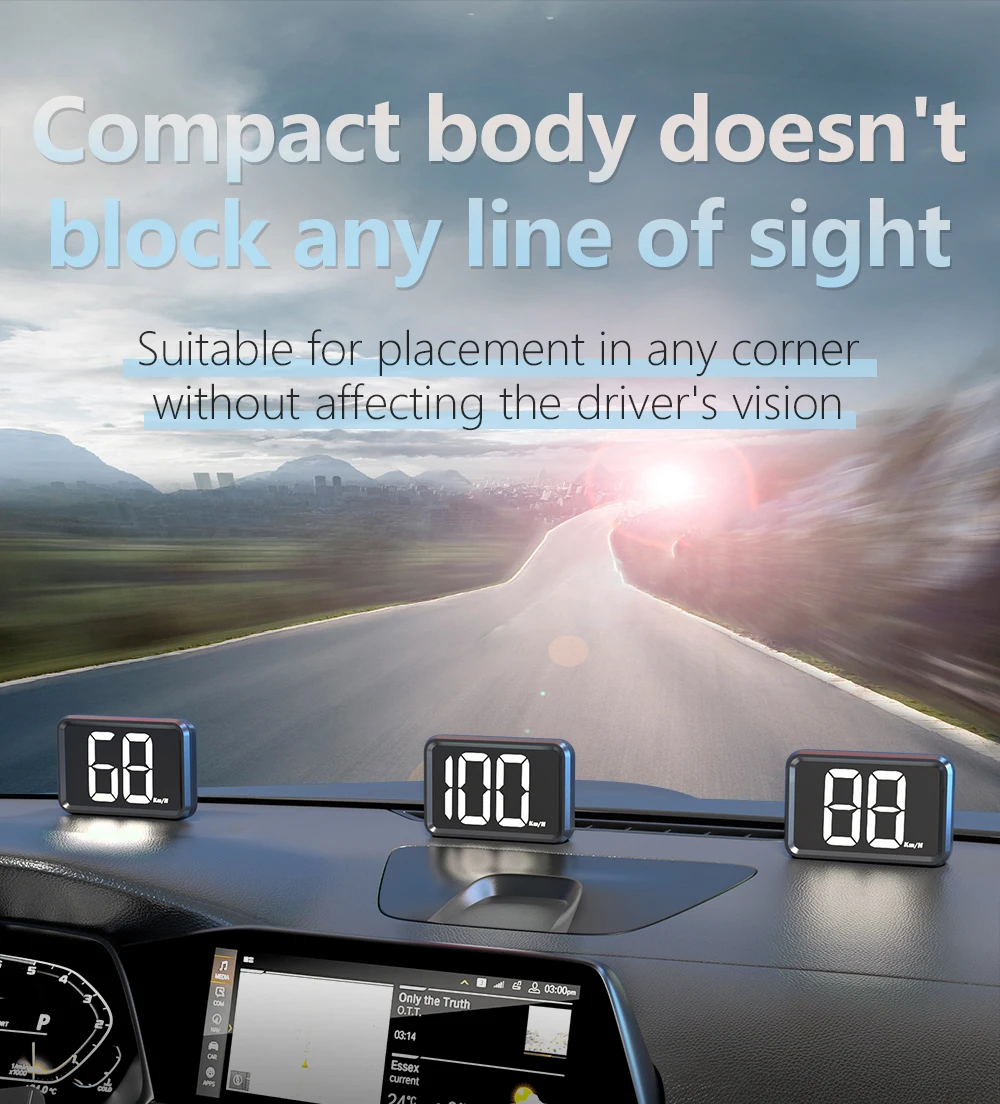 X1 GPS-Auto-Head-Up-Display für HUD, Kilometerstandsanzeige in KMH, weißes/grünes Licht, Geschwindigkeitsmesser für alle Fahrzeuge, Auto-Elektronikzubehör. – Detail 14