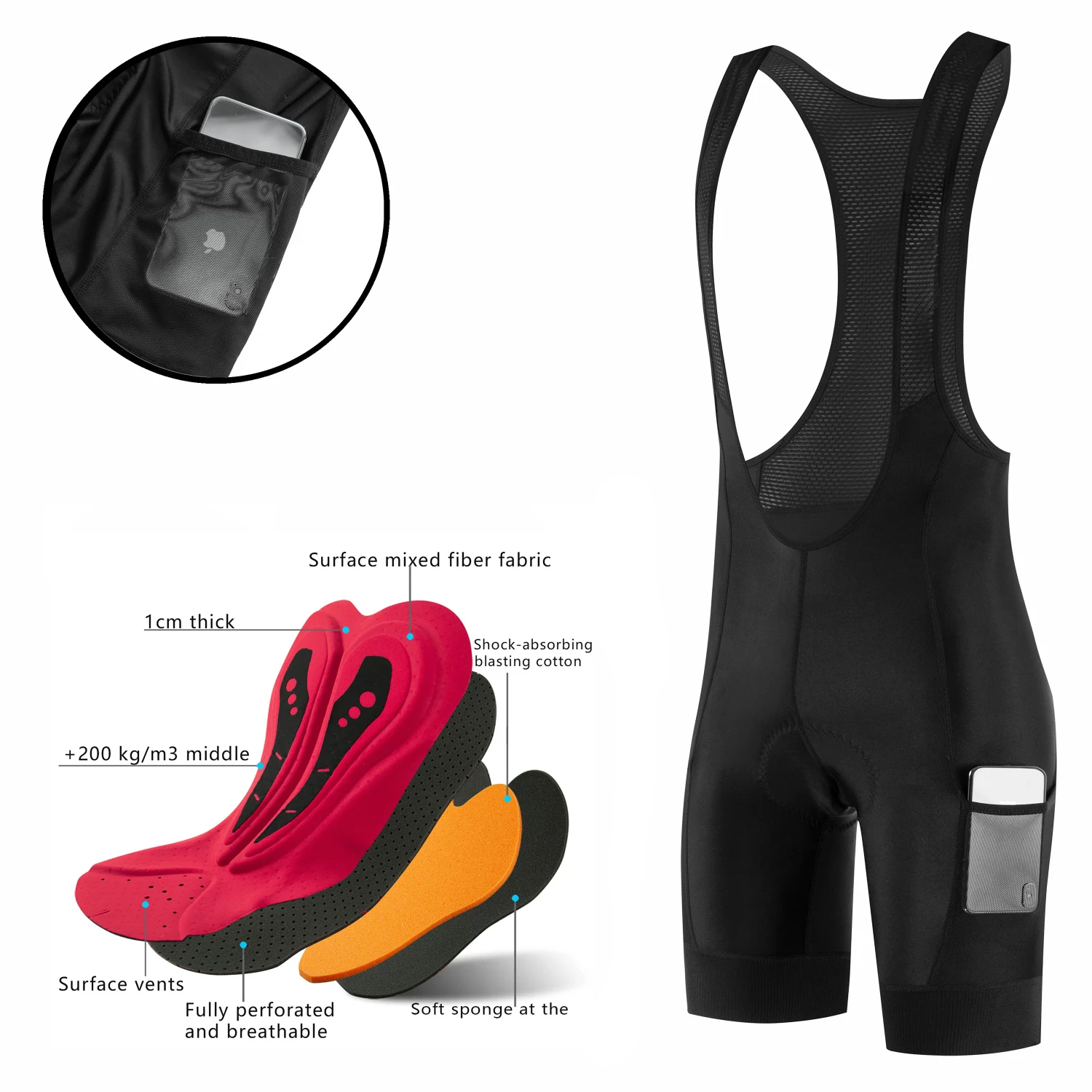 SXHWC Enhanced High-Performance Italy Pro Team Men's 7H Elastic Interface Padded Cycling Bib Shorts - Highly Comfortable MTB Cyc