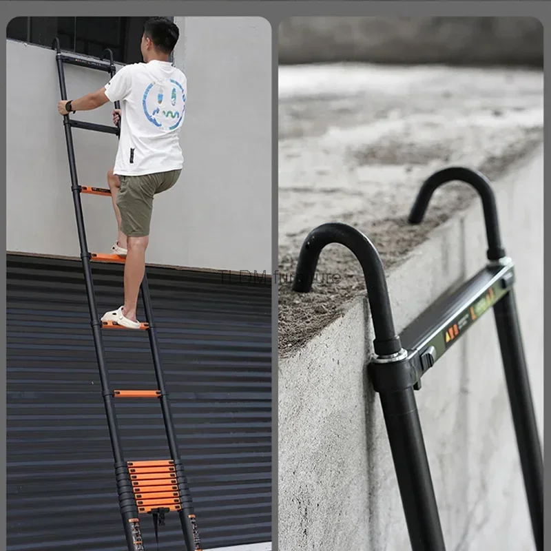 Multifunction Folding Ladder Aluminum Alloy Telescopic  Thickened Herringbone Ladder Portable Lift Engineering Ladder