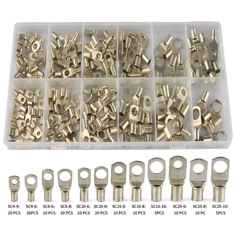 

170 шт. луженые медные наконечники для клемм аккумулятора SC10-6 SC16-8 SC25-8 кабельные разъемы для автомобильной солнечной морской проводки