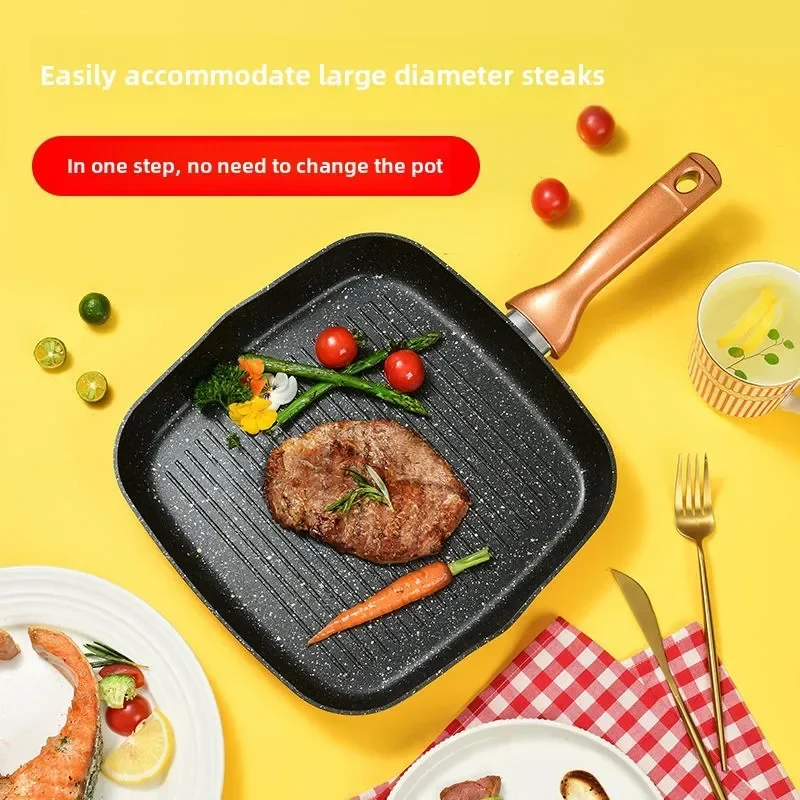 Steak frying pan medical stone pan non-stick household pancake induction cooker universal layer cake pan non-stick